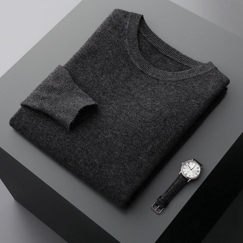 The Cashmere-Feel Crewneck in Charcoal Gray