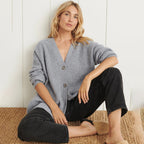 The Oversized V-Neck Cardigan in Light Gray