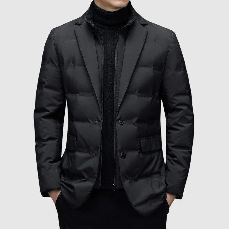 The Quilted Puffer Blazer in Black