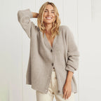 The Oversized V-Neck Cardigan in Oatmeal Beige