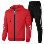 The Zip Hoodie Tracksuit Set in Red Black