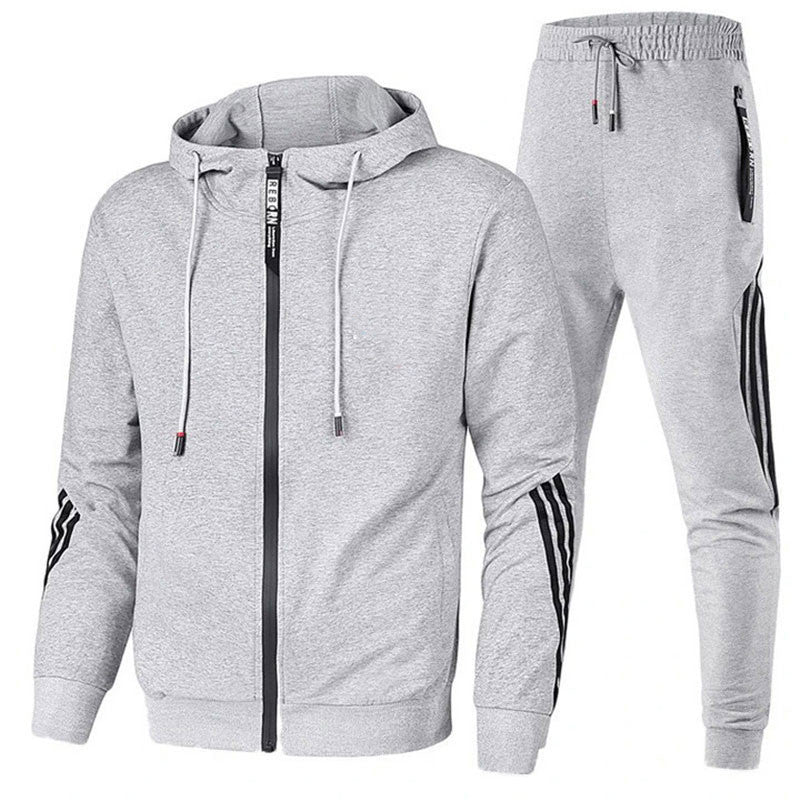 The Zip Hoodie Tracksuit Set in Gray