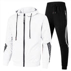 The Zip Hoodie Tracksuit Set in White Black