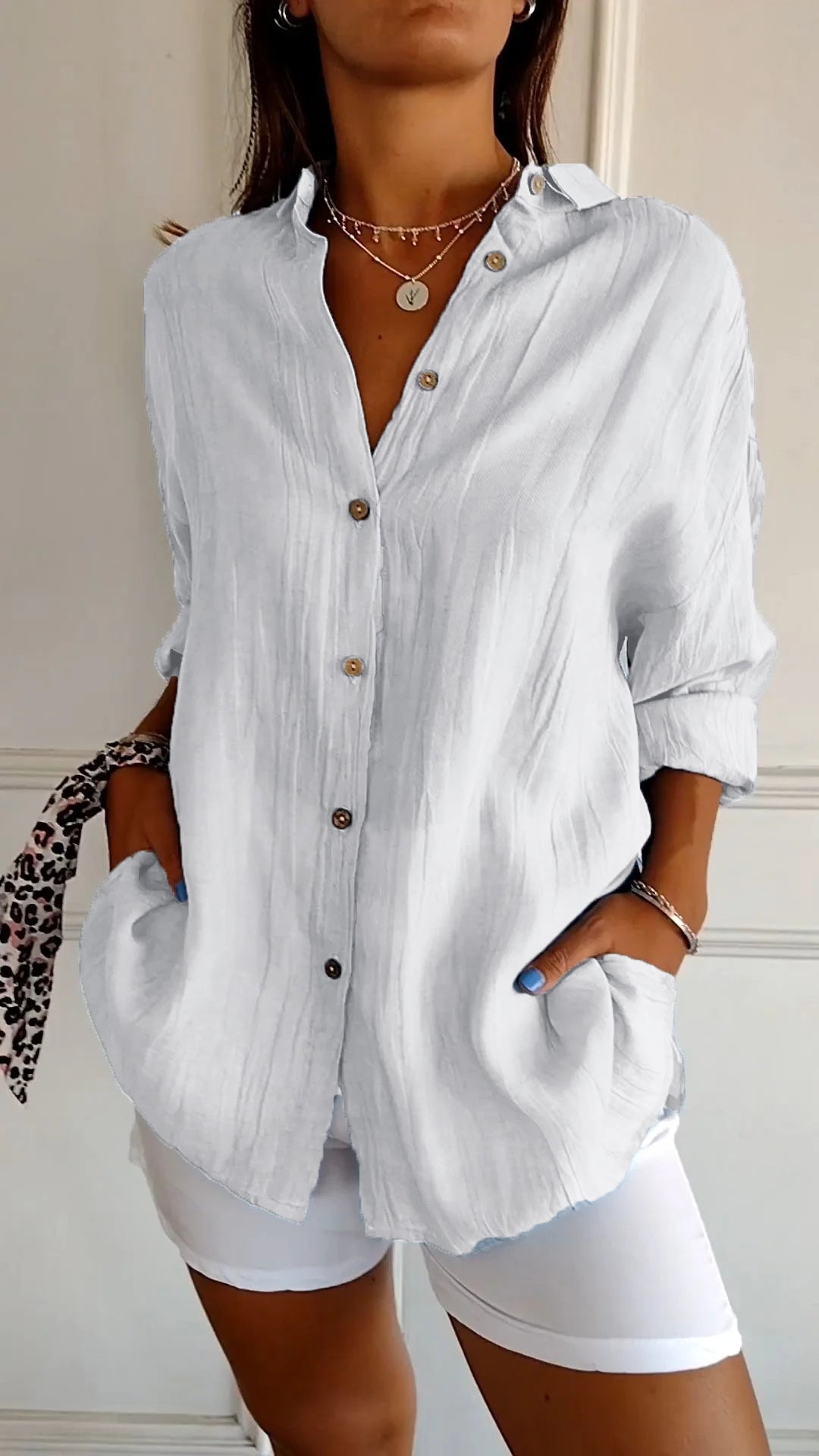 The Crinkle Button-Up Shirt in White